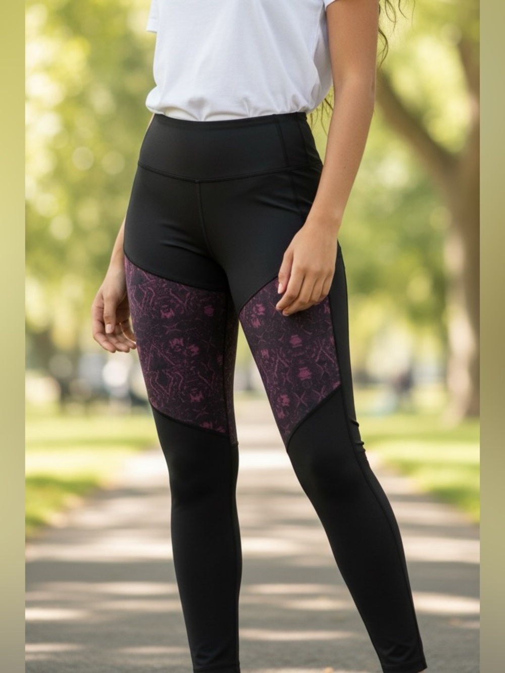 Hyba  Black and Purple Patterned Leggings🌸🌸